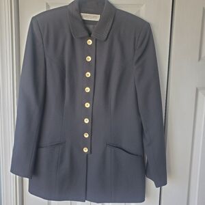 Amanda Smith Women Black Pure Wool Pea Coat Sz12 Academia Preppy Feminine Formal